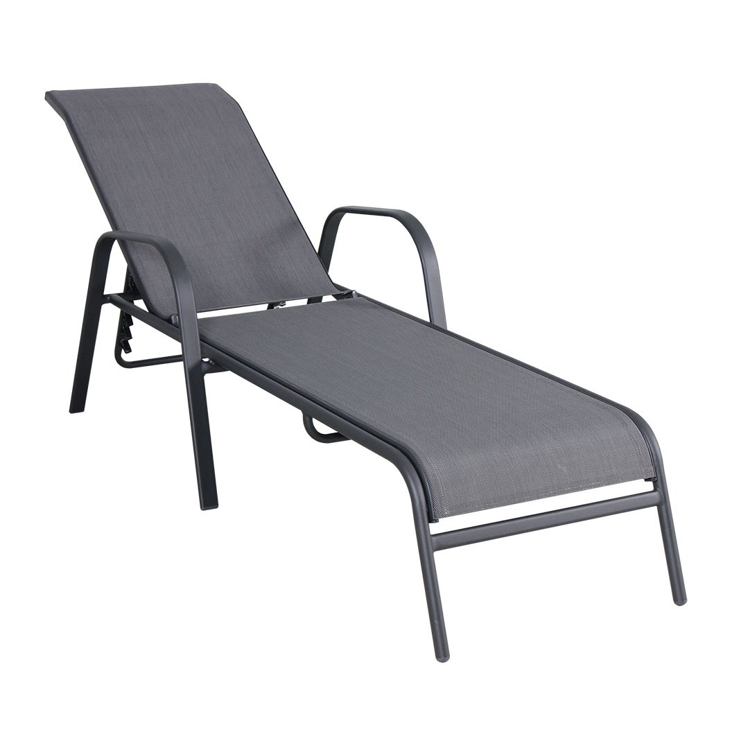 Steel Sling Sunlounge Charcoal