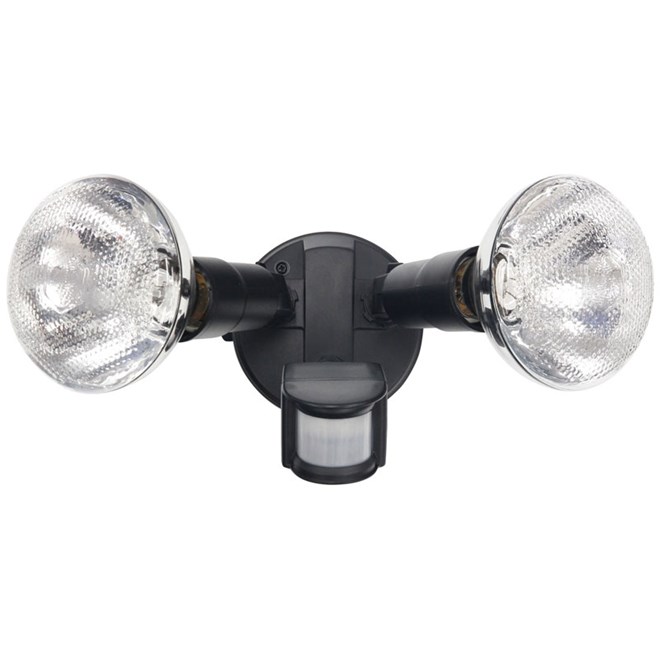 Floodlight Twin w/Sensor Black