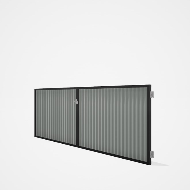 Good Neighbour® CGI Gate Premium .35 BMT Double 1.2m High Sheet: Gull Grey, Frame: Ebony