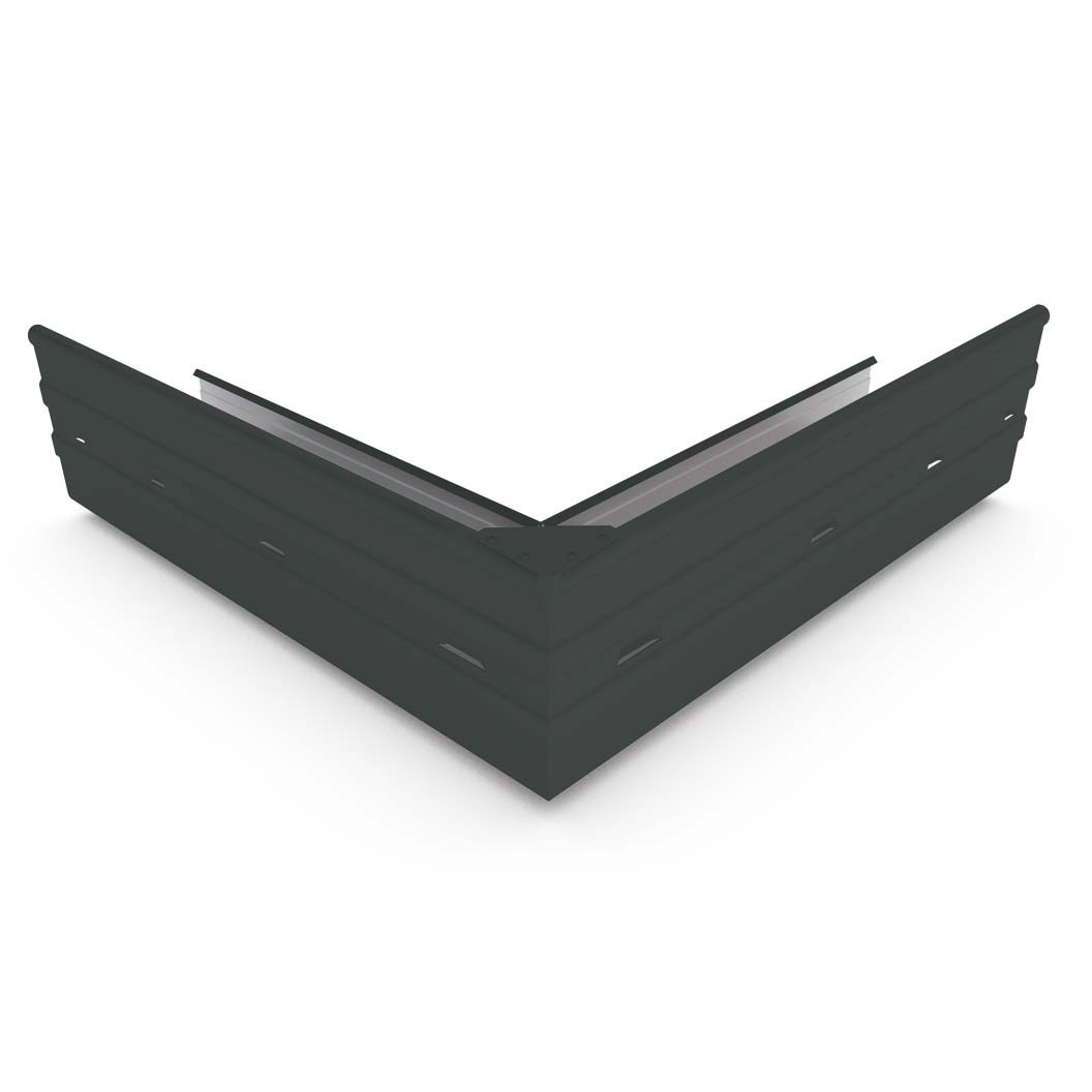 Hi-Square Gutter External Mitre Slotted Gun Metal Grey