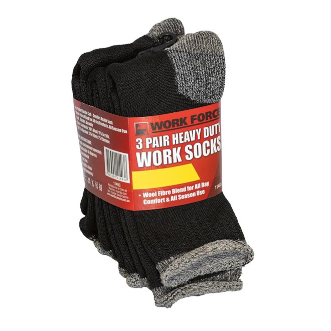 Woolen Work Socks 3 Pack Size 6 - 11