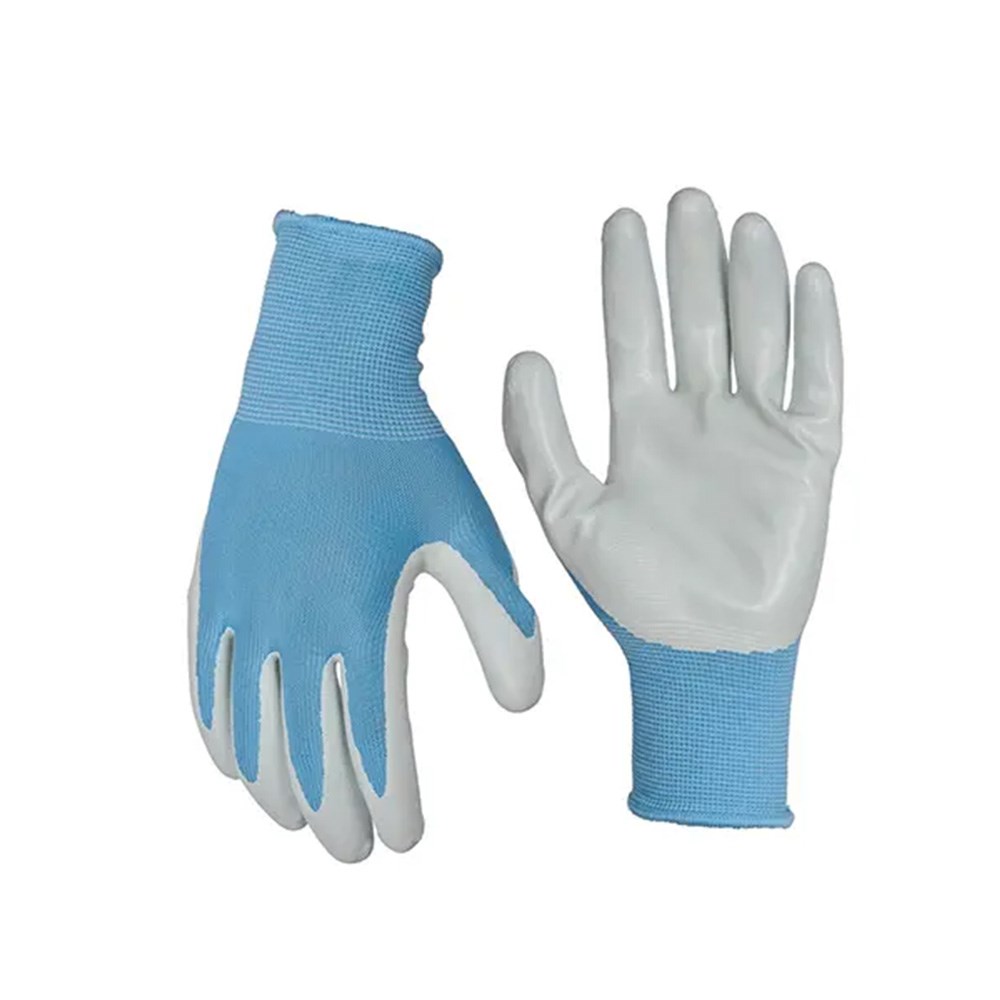 Soft Polyester Blue Gardening Gloves Pastel - Medium