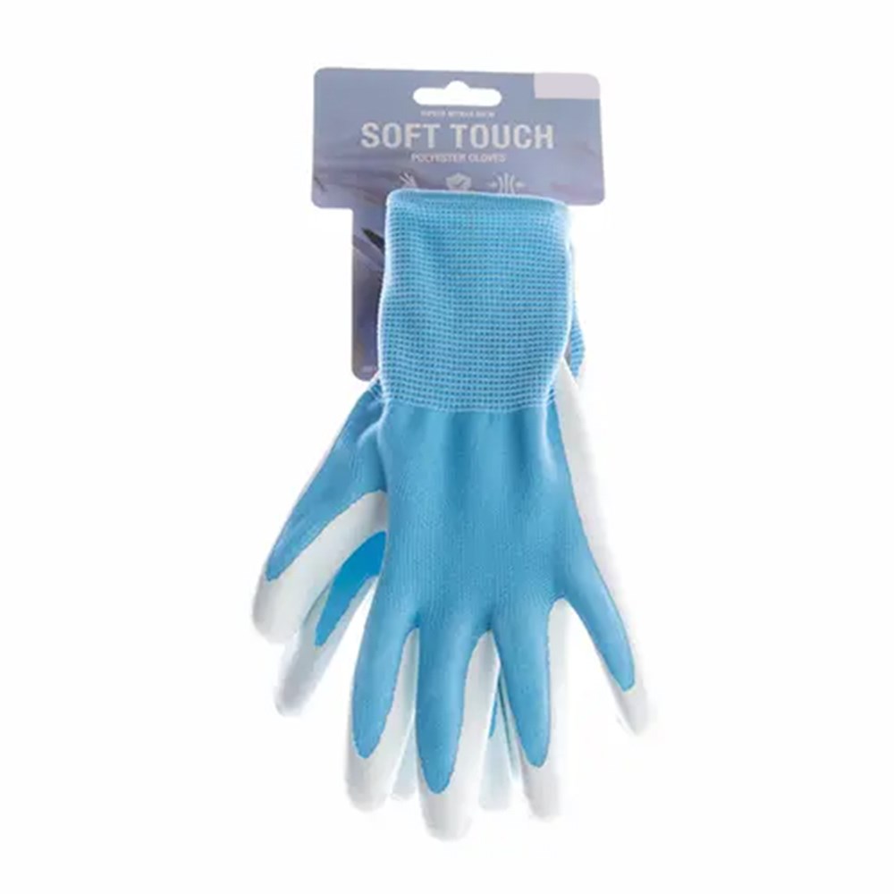 Soft Polyester Blue Gardening Gloves Pastel - Medium