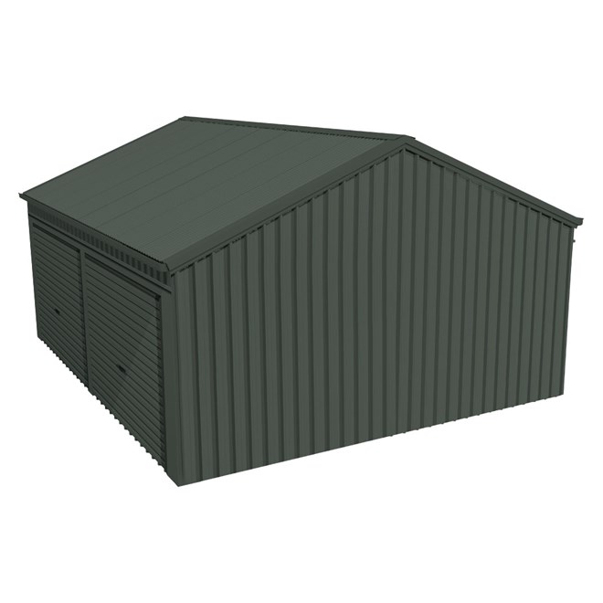 Domestic Gable Roof Shed Double Garage 5.45 x 6.21 x 2.4m Gutter Side Roller Door Slate Grey