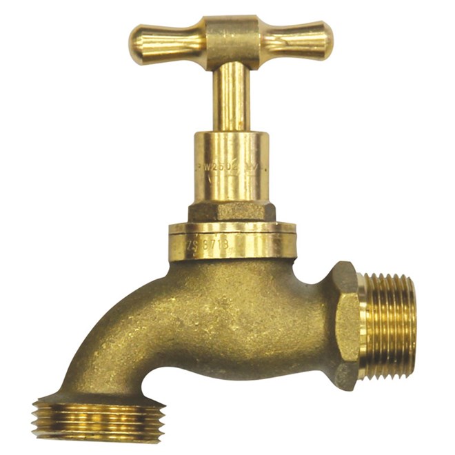 20mm Rough Brass Screw Nose Cock Garden Tap M&M