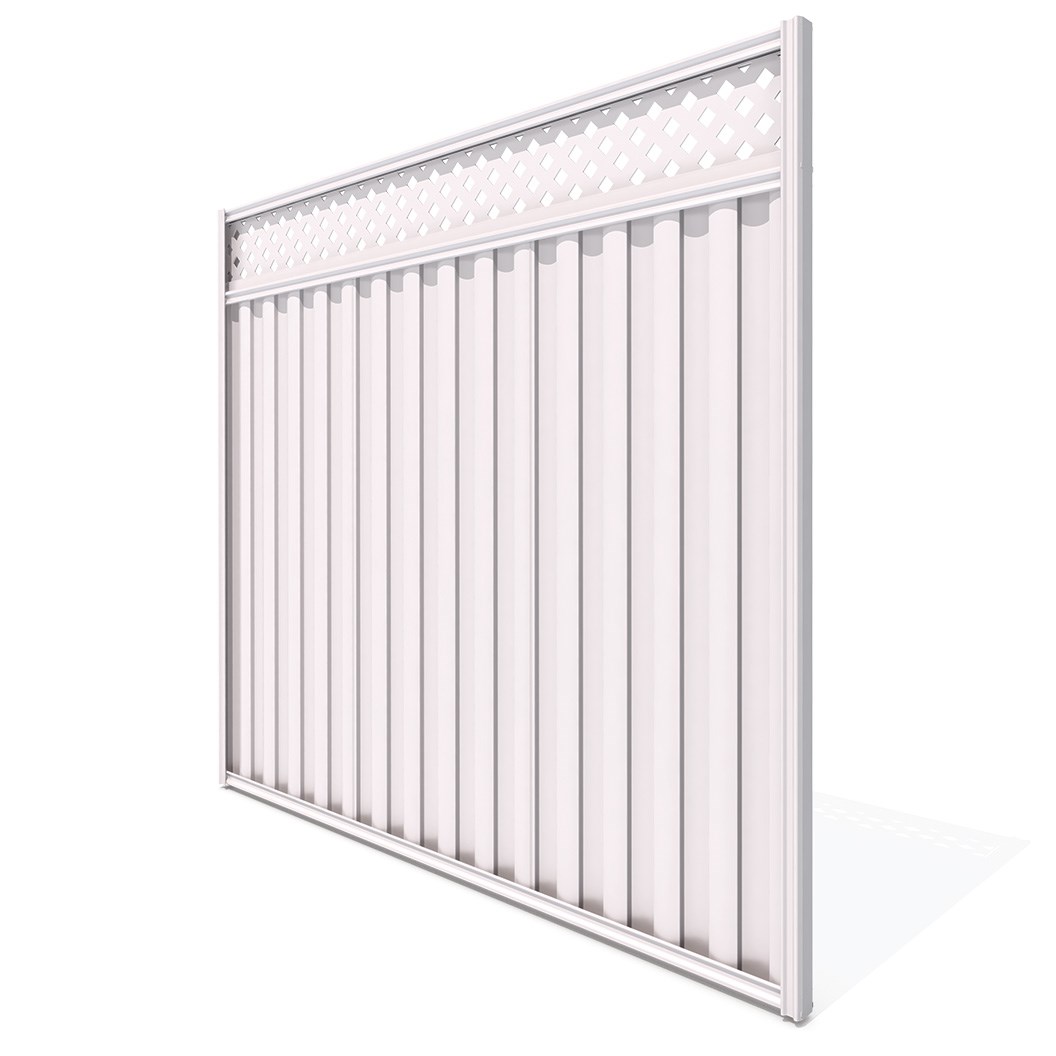 Good Neighbour® Lattice Screen Top Wavelok® Panel Premium .35 BMT 1.5m High Sheet: Off White, Frame: